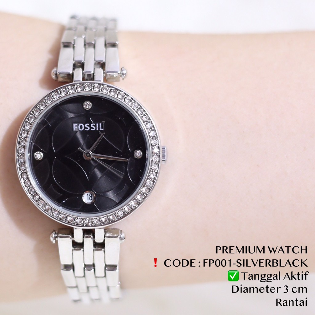 Jam tangan wanita pesta premium watch fashion tanggal aktif grosir ecer free baterai cadangan FP001