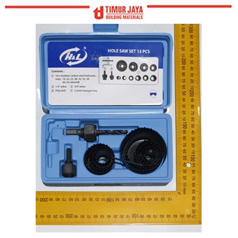 HL PROMO 13 SET Holesaw Kit Hole Saw Kit Mata Bor Kayu benz hole Pelubang Kayu PIPA PARALON PVC GYPSUM ACRYLIC Hidroponik