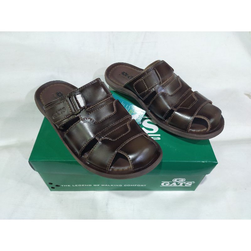 Sandal sepatu slop kulit asli original GATS hg-061 coklat