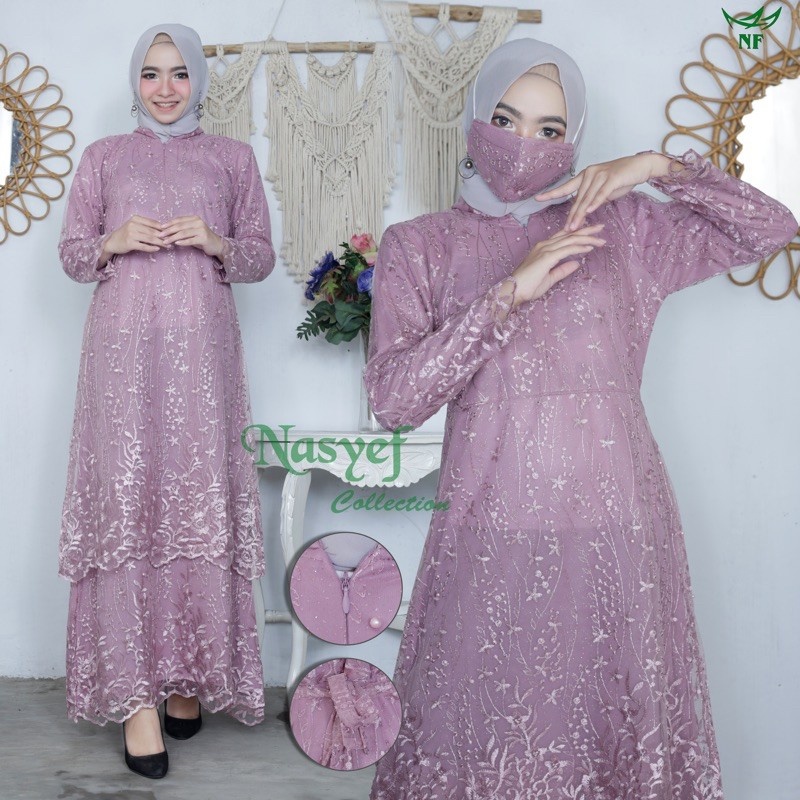 (BISA COD) GAMIS TILLE MODERN TINGKAT-DRESS KEBAYA MODERN TILLE-GAMIS TILLE WISUDA-KEBAYA TILLE-GAMI