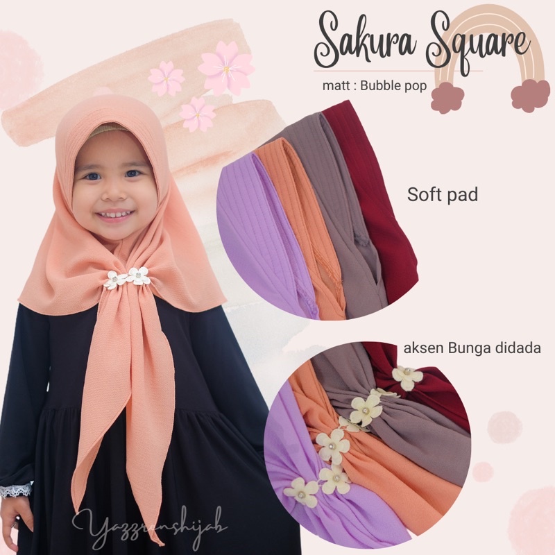 YAZZRENSHIJAB] JILBAB INSTAN ANAK SAKURA SQUARE | KERUDUNG COUPLE IBU DAN ANAK | hijab mom and kids