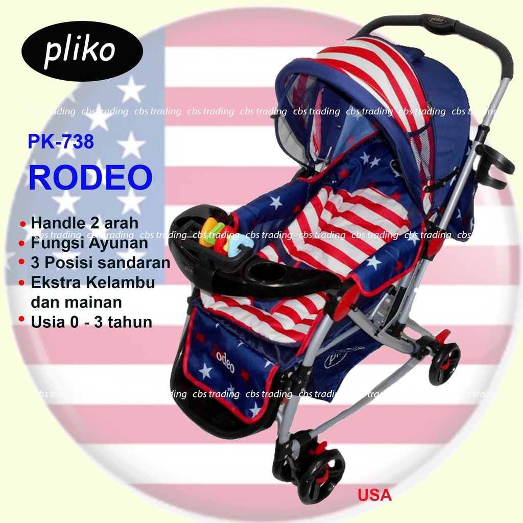 Pliko Rodeo PK-398 England - Baby Stroller - Kereta Dorong Bayi Rodeo England