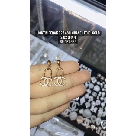 Liontin Perak 925 Asli Chanel Kecil Edisi Gold