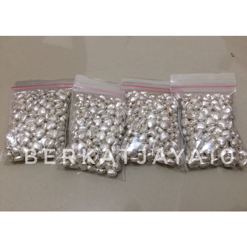 Sprinkle Mutiara Silver bentuk Love Hati Edible 20gr Dekorasi Kue