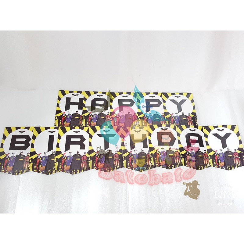 Bunting Flag Happy Birthday Motif Batman / Banner Happy Birthday / Banner HBD / Banner Ultah Anak / 