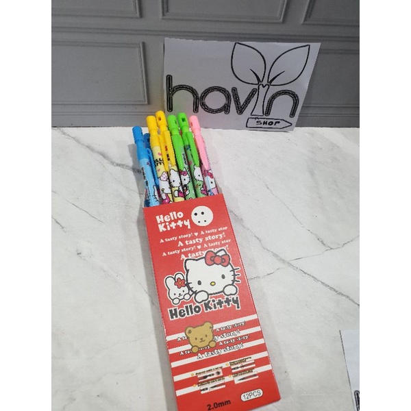 (12pc) pensil mekanik 2.0mm/pensil cetek/mechanic pencil/mek unicorn hrg per 4pcs-Hellokitty