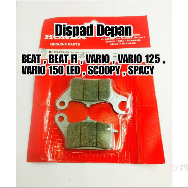 Dispad depan BEAT , BEAT FI , VARIO 110 , VARIO 125 , VARIO 125 LED , VARIO 150 kampas depan cakram