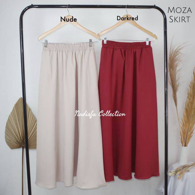 MOZA SKIRT ROK POLOS MEGAR MOSSCREPE SAKU BISA BIGSIZE