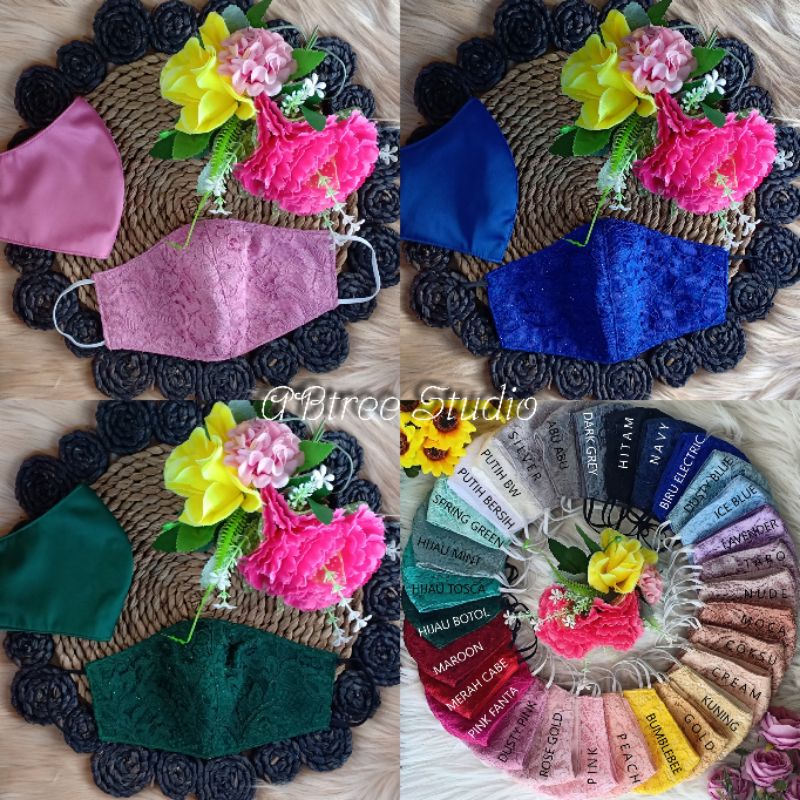 masker akad nikah sepasang | masker brokat premium couple hijab &amp; non hijab | masker kondangan