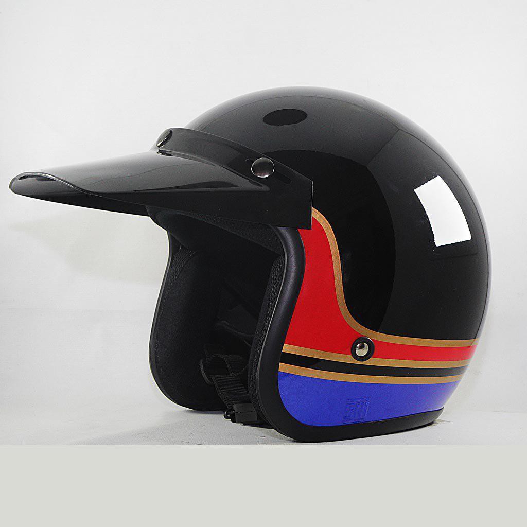 Helmet Helm retro half face sada redka black Berkualitas