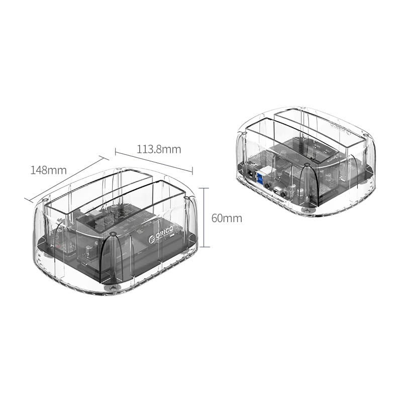 Accessories Orico 6239U3-C Dual Bay 2.5 &amp; 3.5-inch SATA HDD Docking Station USB 3.0 Support Clone