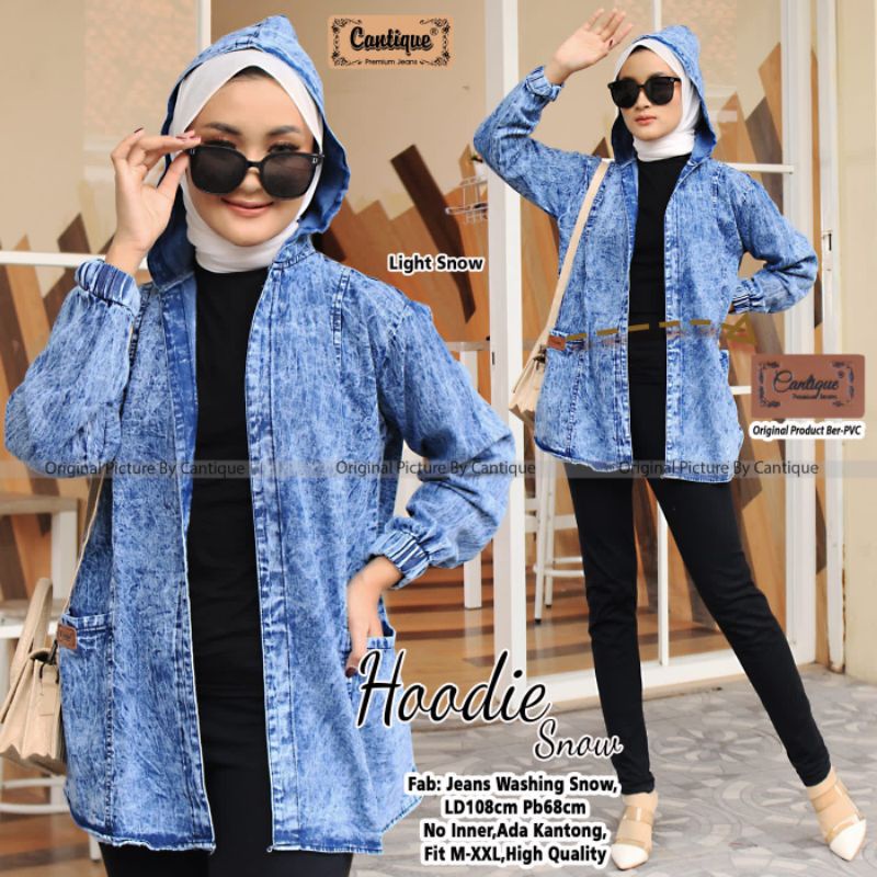 Hoodie snow jeans jaket jeans wanita by Cantique