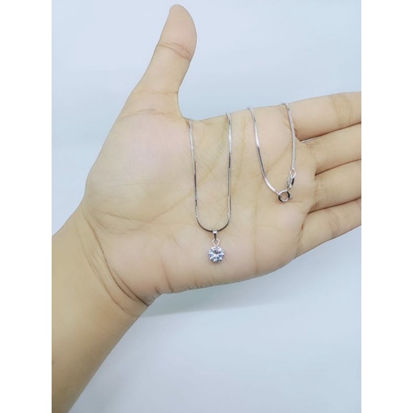 kalung kasandra+ liontin solitaire mp/ kalung perak silver 925 lapis emas/ kalung fashion impor