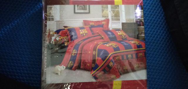 Sprei Motif Barcelona 3d Set 180x200 - Seprei Barcelona 3 Dimensi Plus Sarung Guling Bantal