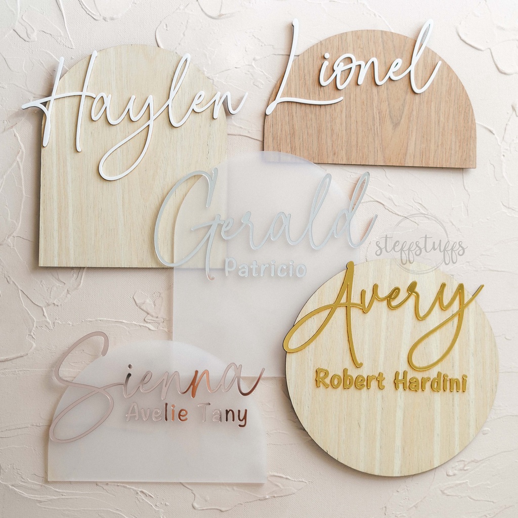 SIENNA HOSPITAL BOARD Papan Nama Acrylic Bayi Baby Announcement Newborn Gift Akrilik