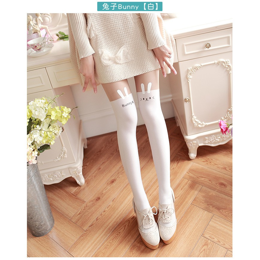 PH-33 pantyhose stocking rabbit kelinci lolita two tone fake overknee socks