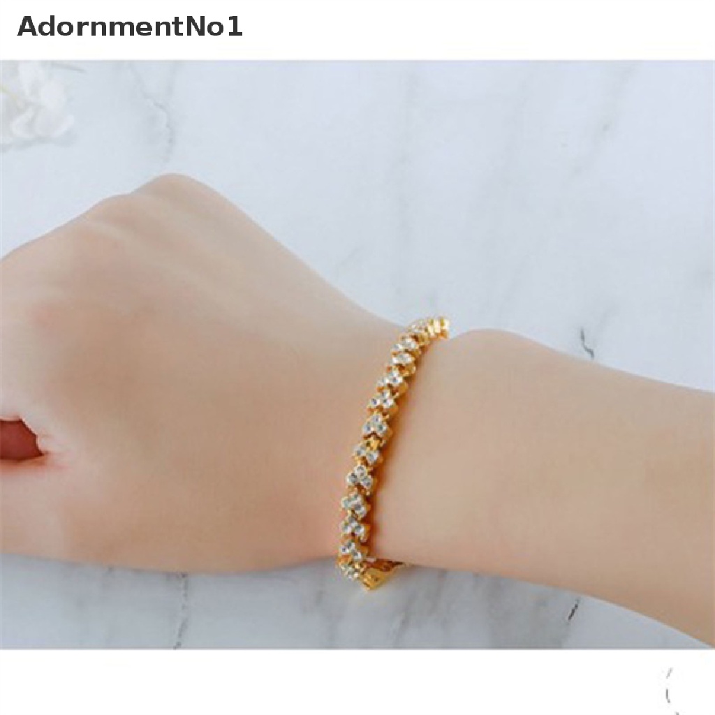 (AdornmentNo1) Gelang Tangan Fashion Aksen Zirconia Kubik 17cm Untuk Perhiasan Wanita / Pernikahan