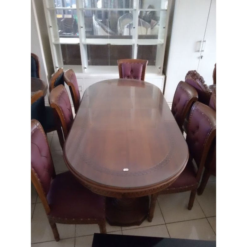 meja makan jati 6 kursi/ meja makan gendong kursi salina