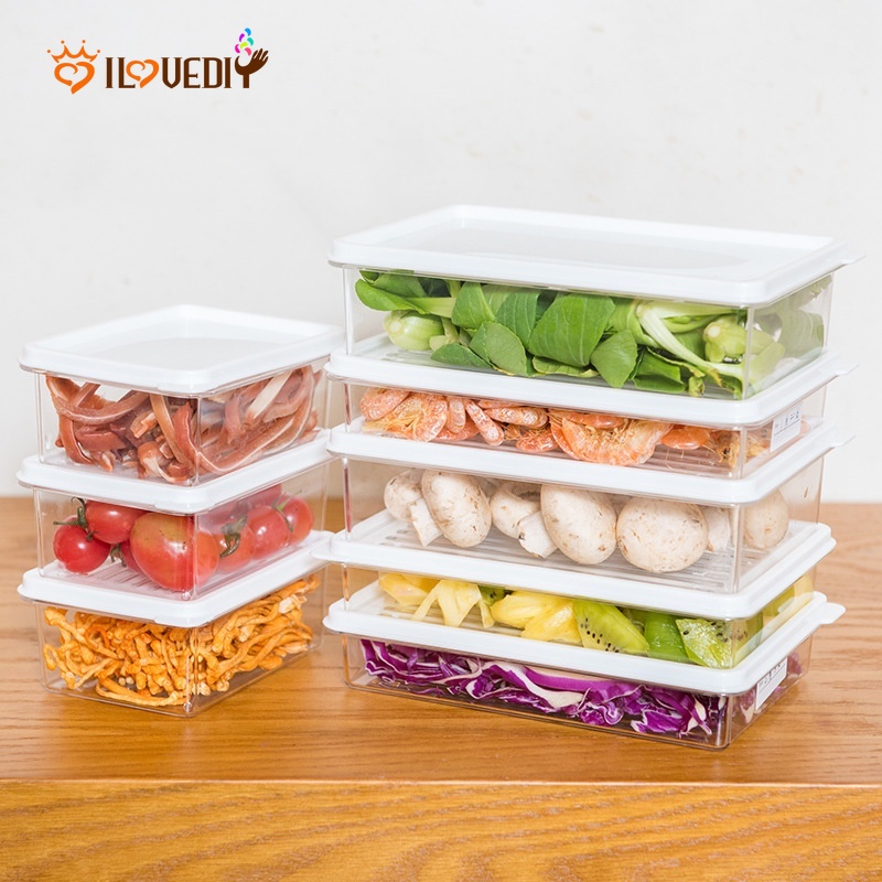 Kotak Penyimpanan Makanan Dengan Tutup Ukuran 450 / 650 / 1000ML Gaya Jepang Untuk Freezer