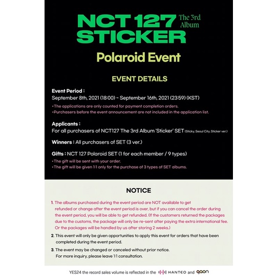 [PO] ALBUM NCT 127 STICKER POLAROID EVENT