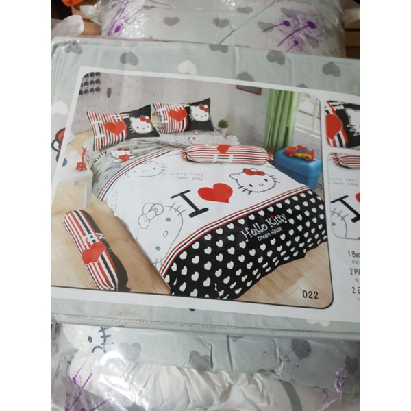 sprei dan bedcover hello kitty 180x200 6kaki
