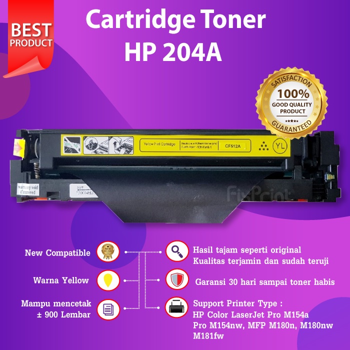 Cartridge Toner Compatible HP 204A CF510A Black Cyan Magenta Yellow Printer M154a M154nw M180nw M181