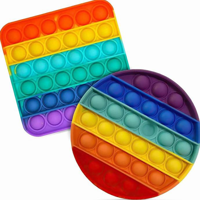 Terlaris Pop It Fidget Rainbow Mainan Anak Penghilang Stress - Bulat Ungu Non Cod