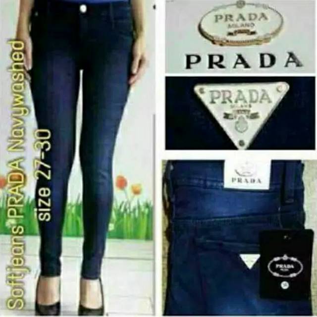 Promo jeans prada navy termurah pakaian wanita terbaru jeans wanita