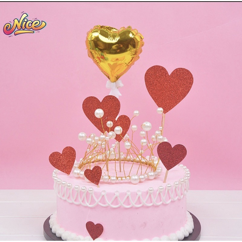 

2 pcs foil mini baloon cake topper lucu, hiasan kue balon murah