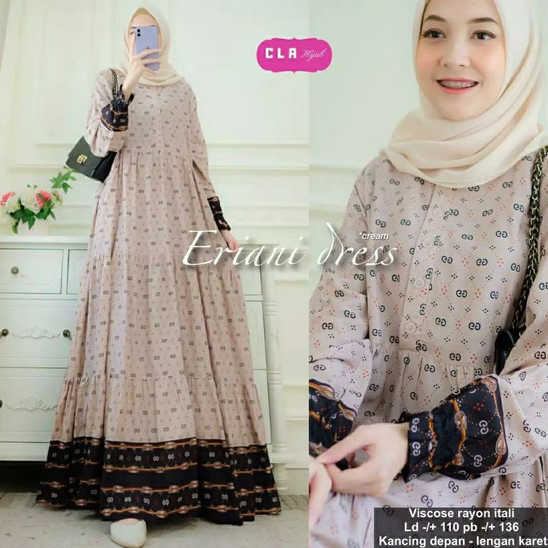 Eriani Dress, GAMIS RAYON KANCING BUSUI CANTIK FIT XL LD 104 BAHAN VISCOSE RAYON ITALI TERMURAH OOTD