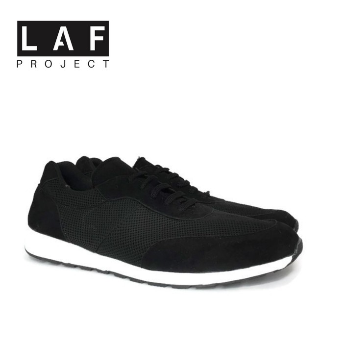 Promo sepatu sneakers pria casual sport olahraga hitam LAF Project - Piero - Hitam, 42 Murah