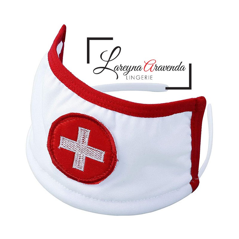 Lareyna Aravenda Set Lingerie + Bando Jumbo Fit M-XXL Kostum Perawat Nakal LG344