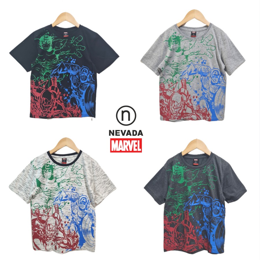 Kaos Anak Laki Nevada Marvel Avengers Grey Size 2y 3y 5y 6y 9y 10y / Kado Baju Kaos Celana Anak Adem