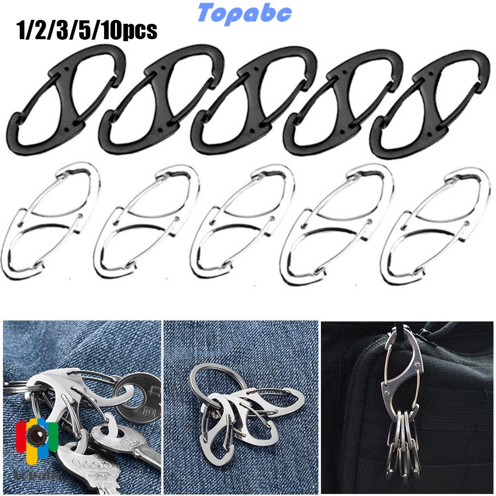 Top 1 / 2 / 3 / 5 / 10 Pcs Gantungan Kunci Carabiner Portable Bentuk Angka 8 Bahan Metal