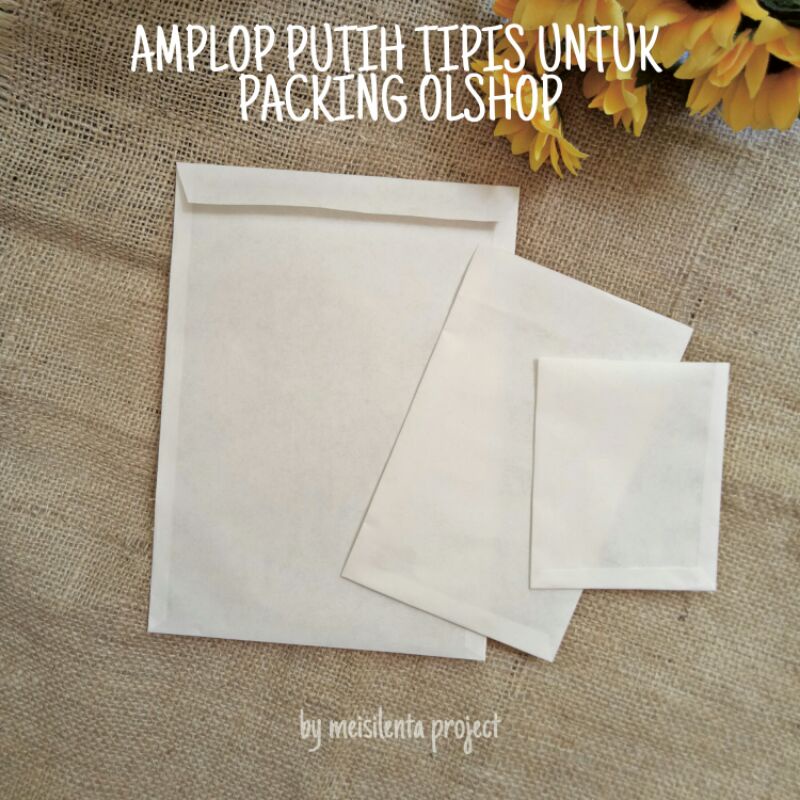 

AMPLOP PUTIH TRANSPARAN TIPIS PACKING OLSHOP ESTETIK