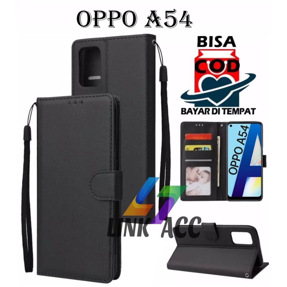 CASE FLIP OPPO A54 LEATHER CASE PREMIUM-FLIP WALLET CASE KULIT UNTUK OPPO A54 - CASING DOMPET HP