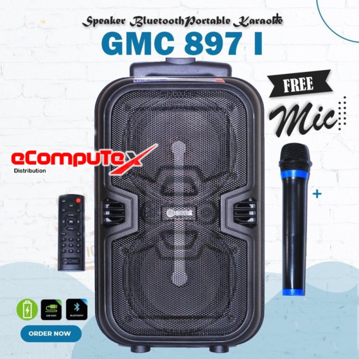 SPEAKER KARAOKE KOPER GMC 897I / 897 I BLUETOOTH 8 INCH GARANSI RESMI