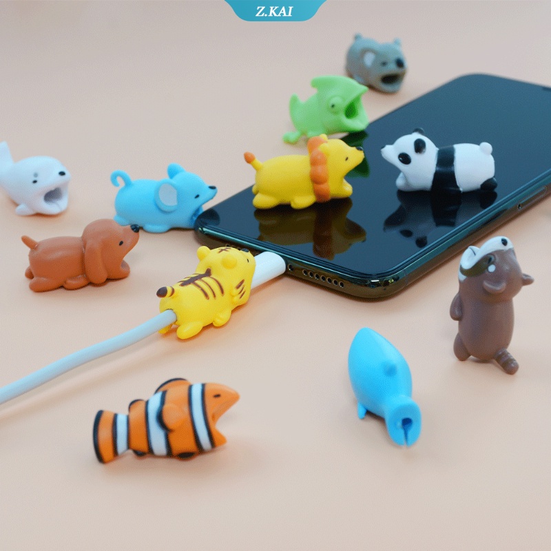 Pelindung Kabel Chargerdata Bentuk Binatang Kartun Lucu Menggigit Untuk Iphone