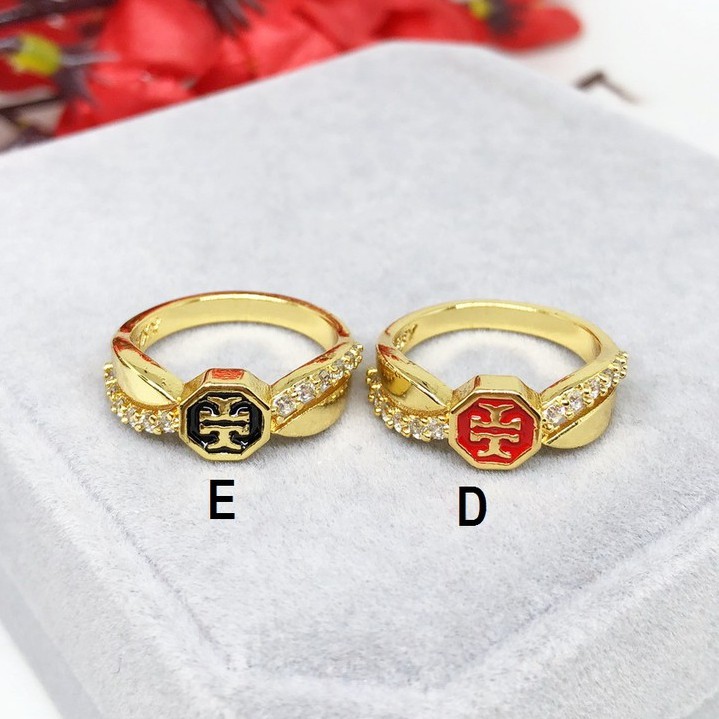 Cincin Lapis Emas Yaxiya Clover Lengkung Warna Hijau Pink Merah - BR432