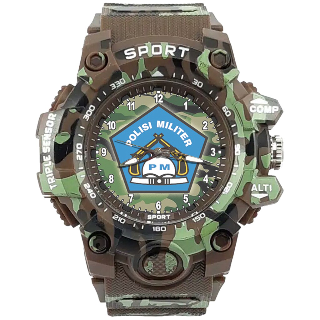 {Istimewa} Jam Tangan LOGO POLISI MILITER - PM 2 Coklat Army Water Resistant