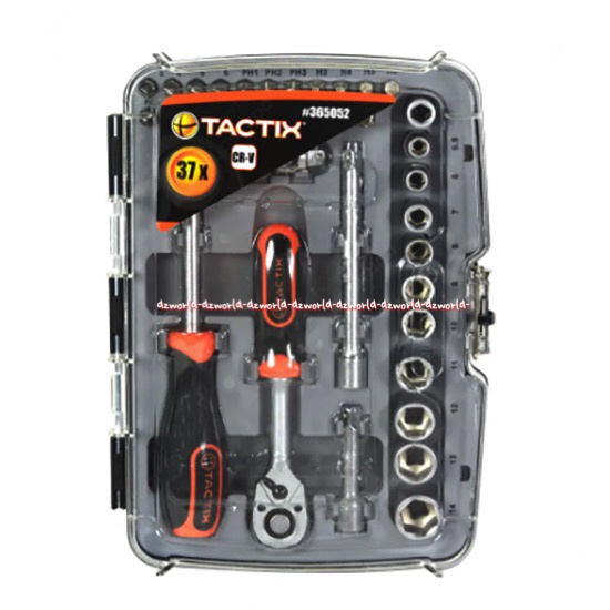 Tactix 37x Crv Screwdriver Set Obeng Baut Perkakas Set 37pcs Mengencangkan Baut Mur Kunci Sok Taxtic Tactic Taktik