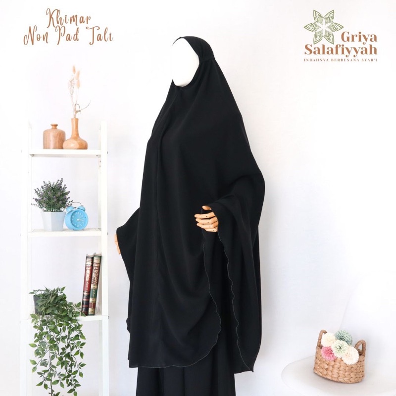 Jilbab Non Pet / Non Pad Jetblack bonanza | Khimar No Pad | Bergo No Pet by griya salafiyyah