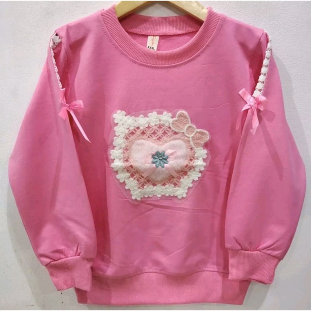 Sweater Anak Perempuan Import umur 5 Tahun - 12 Tahun/Switer Anak Perempuan Motif Usap Sablon Bordir / Motif Random