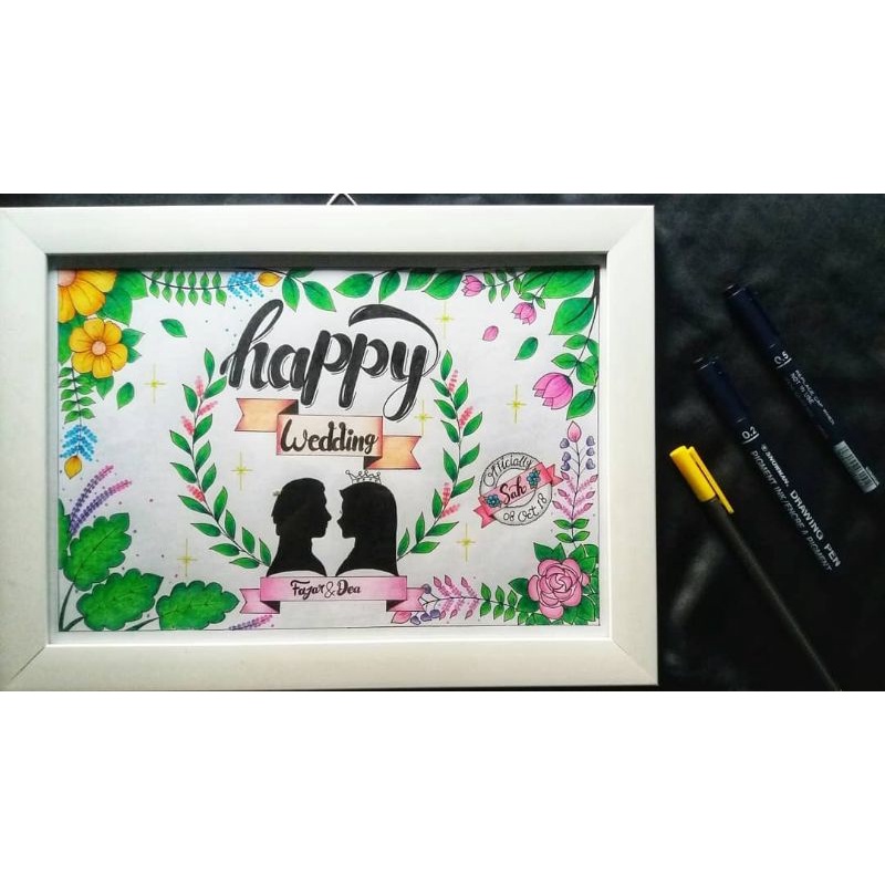 

Kado Unik Hadiah Nikah Doodle Art Custom