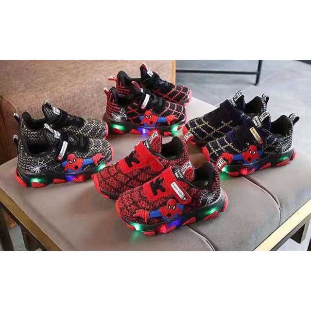 Sepatu sneaker spiderman LED size 21-30