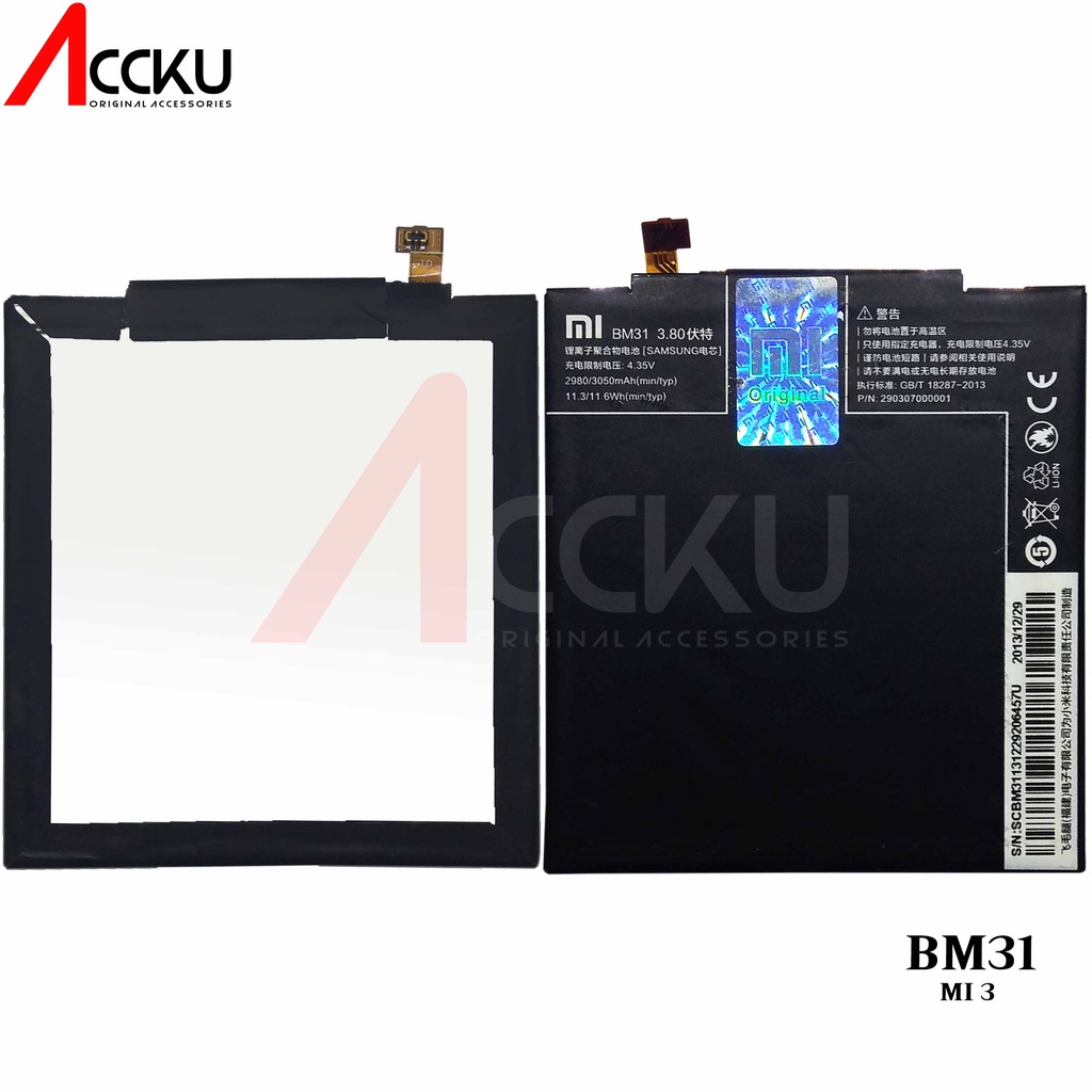 BATERAI XIAOMI 3 BATERAI BATTERY XIAOMI MI 3 BATERAI XIAOMI BM31 BATTERY BM31 HIGH QUALITY