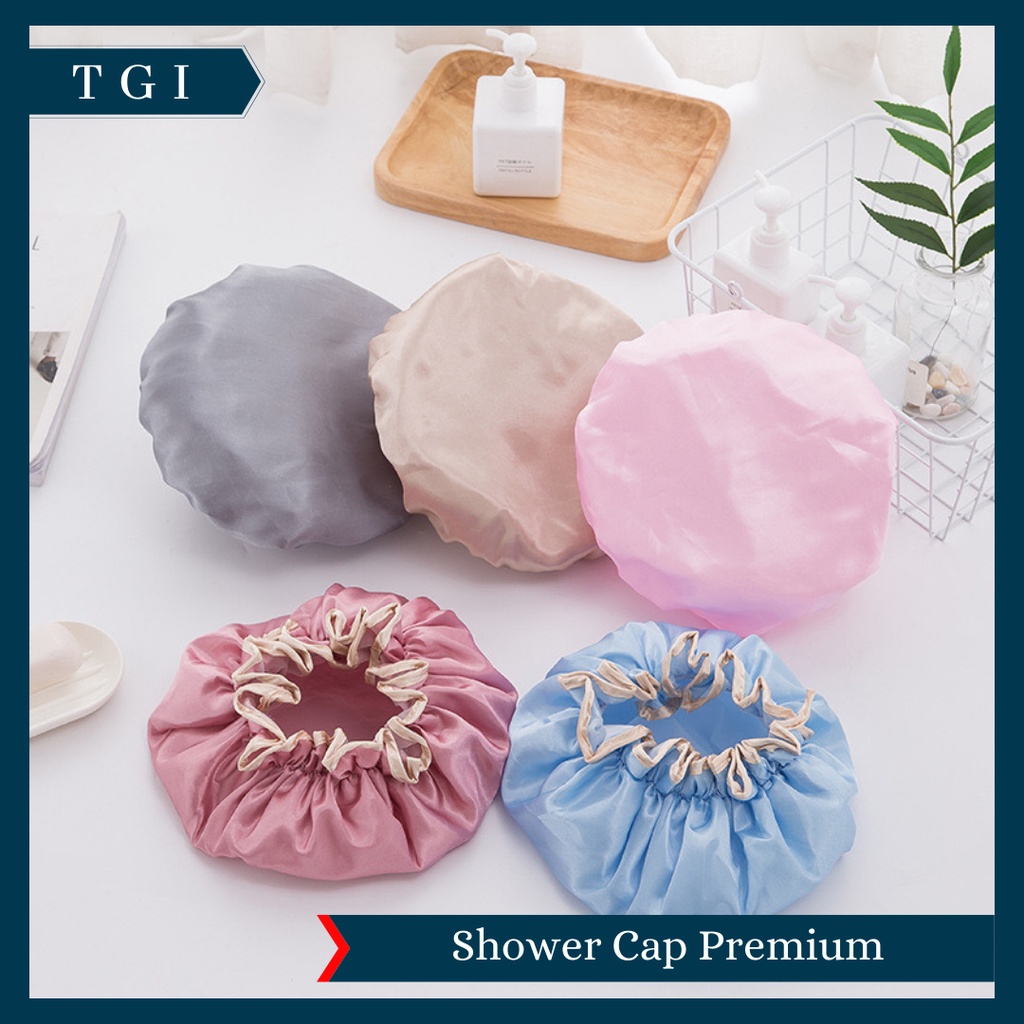 TGI - TOPI MANDI |SHOWER CAP PREMIUM | TOPI MANDI WATERPROOF | HAIR CAP PENUTUP KEPALA | SHOWER CUP CAP MANDI CREAMBATH PLASTIK TUUTP KEPALA TOPI MANDI SHOWERCUP SHOWERCAP PREMIUM