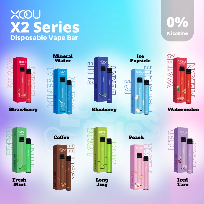 XOOU X2 Disposable Vape 800 Puffs - Vape Sekali Pakai Non-Nicotine 0%