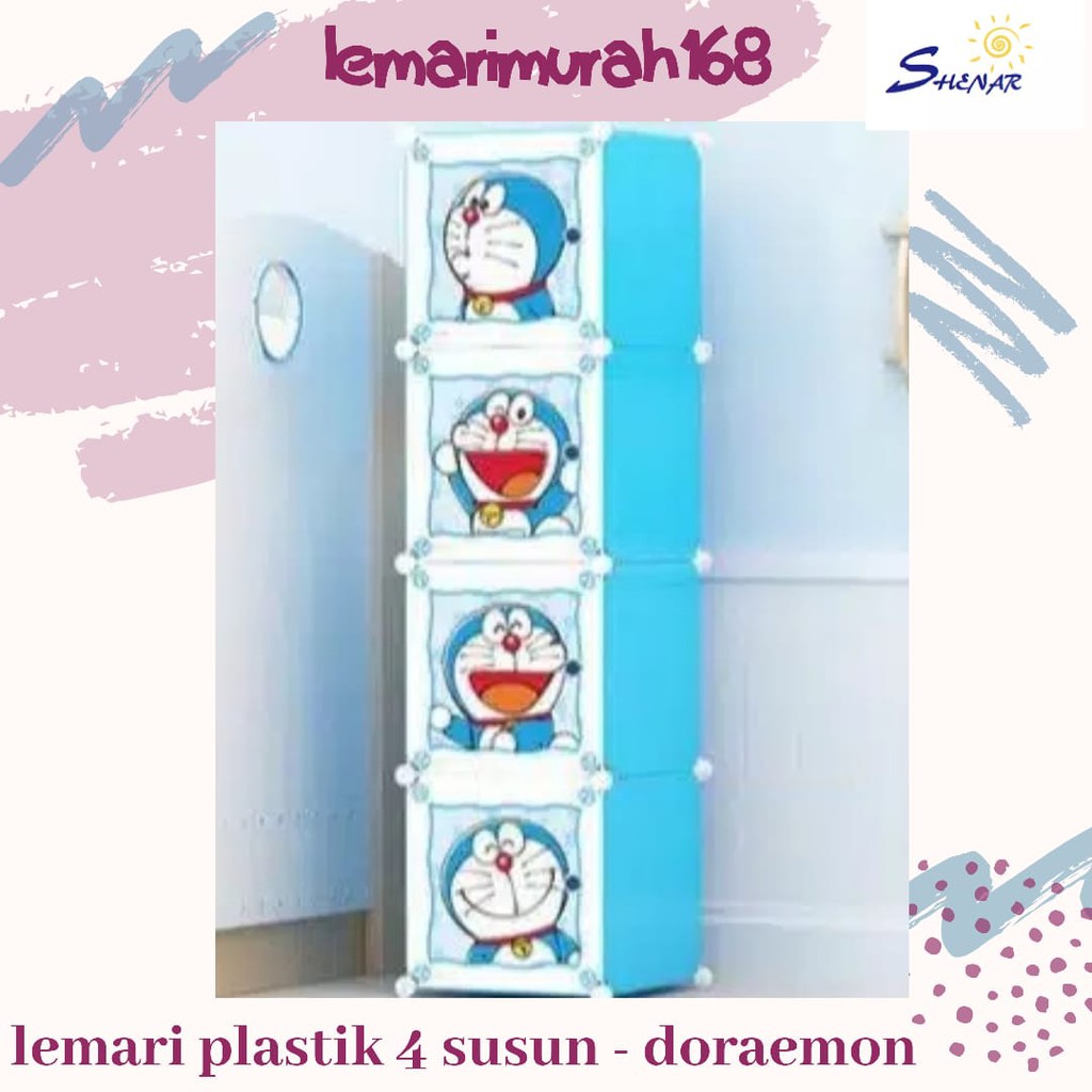 PROMO LEMARI  PLASTIK  KARAKTER DORAEMON  DLL 4 SUSUN 