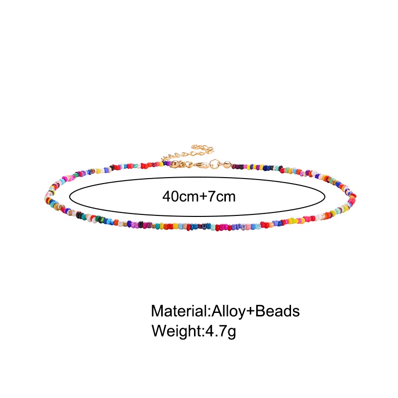 IFYOU Korean Fashion Beaded Necklace Colorful Ethnic Style Choker Women Jewelry Accessories Gift